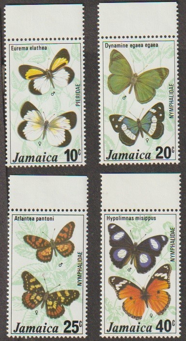 1977 Jamaica #423-26 butterflies complete set MNH