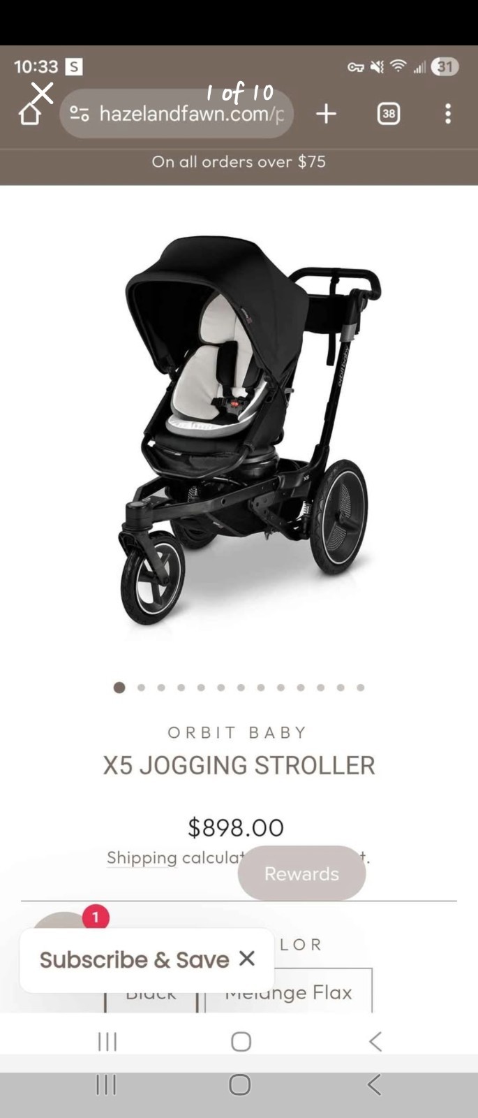 Used orbit baby x5 jogging stroller