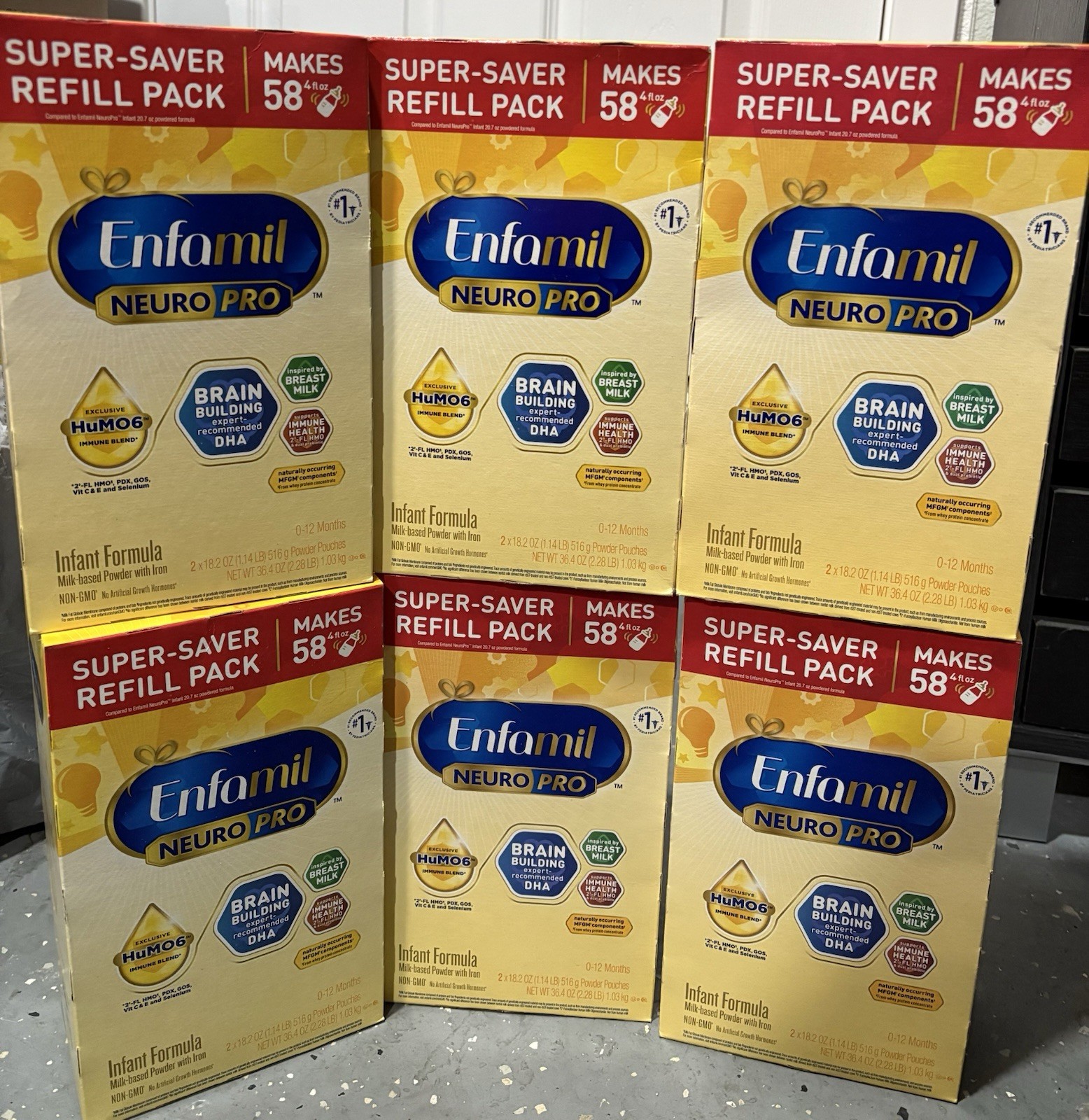 (06) Enfamil Neuropro Infant Formula 36.4 oz