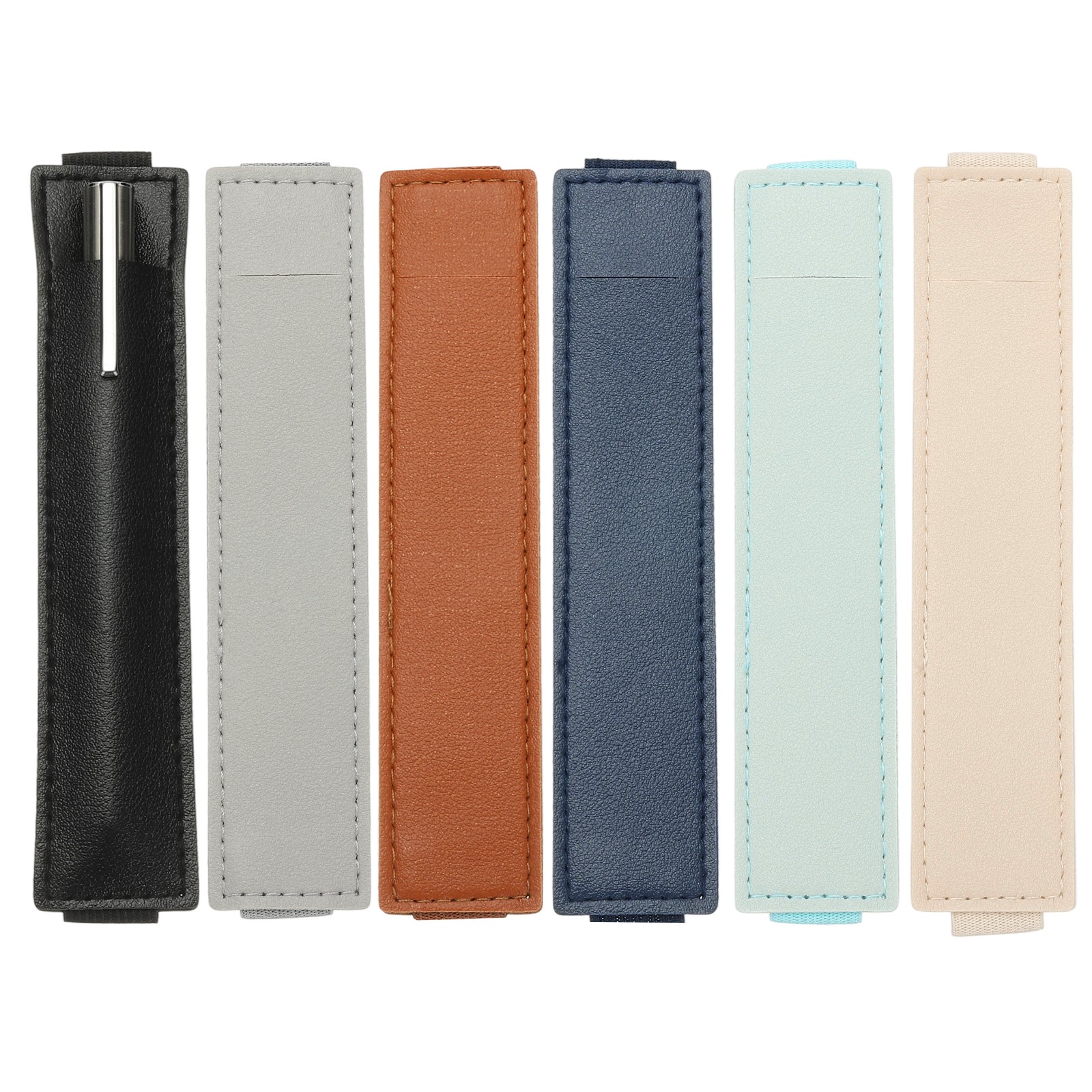 6 Elastic Pen Holders, Black/Grey/Brown/Dark Blue/Light Blue/Beige