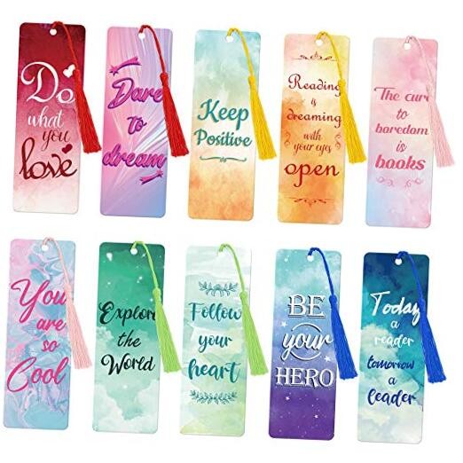 20 Pieces Inspirational Quote Bookmark with Tassel Motivational Bookmarks 