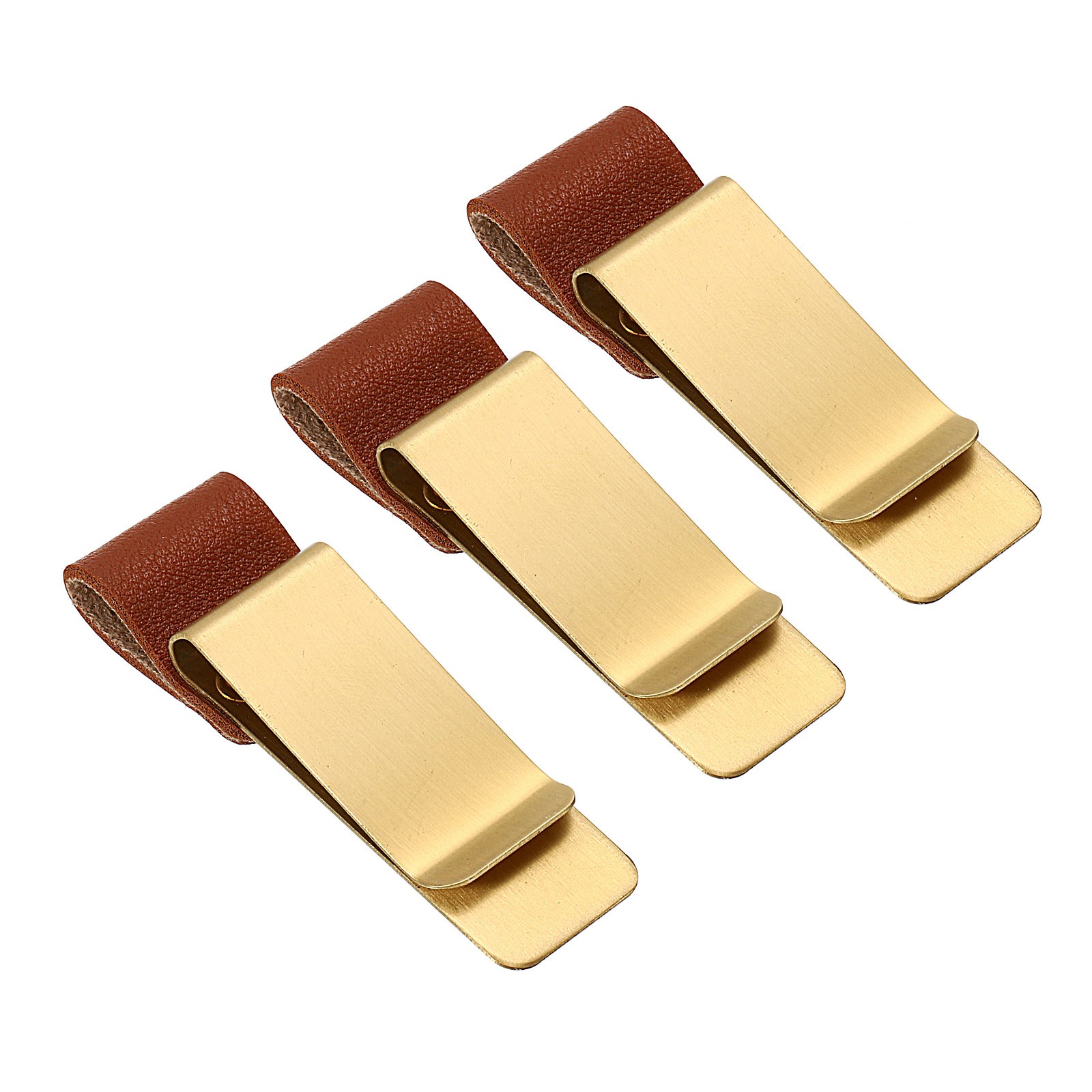 Clip Holder Pen, 3pcs Stainless Steel Pencil Slot with Case, Brass Brown