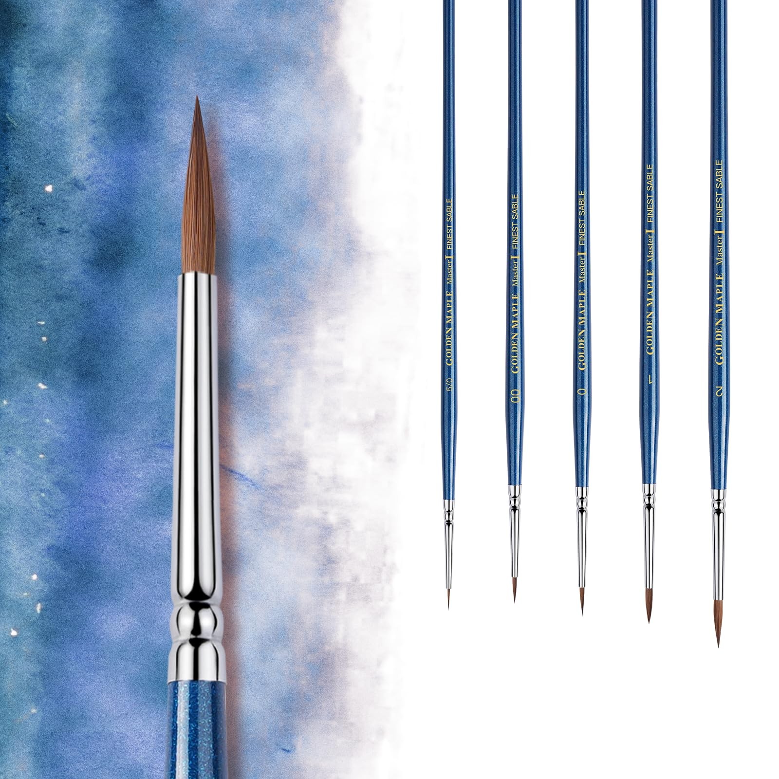 Kolinsky Sable Miniature Paint Brushes - Golden Maple Handle, Sizes 2-5/0