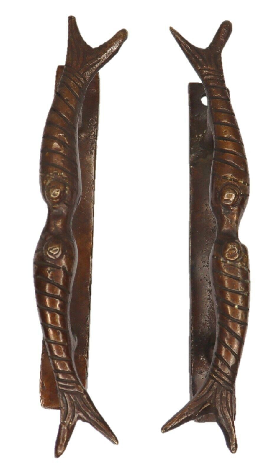 Twin Fish Shape Antique Repro Handmade Brass Window Drawer Door Pull Handle Knob