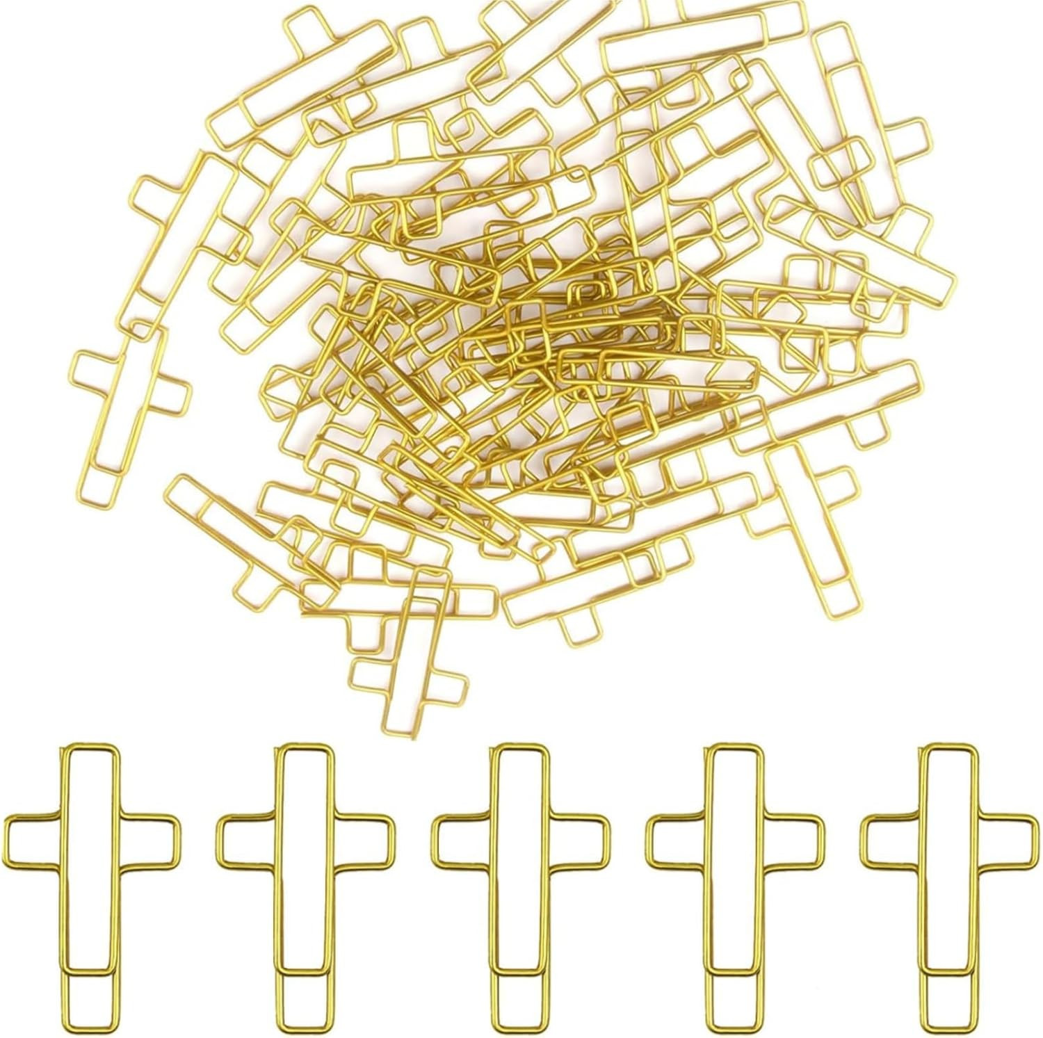 Cross Paper Clips Gold - 50 Pack Versatile Bible Study Supplies - Christian B...