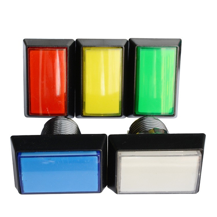 5Pcs Arcade Square Rectangle Push Buttons Illumilated LED w/ Microswitch