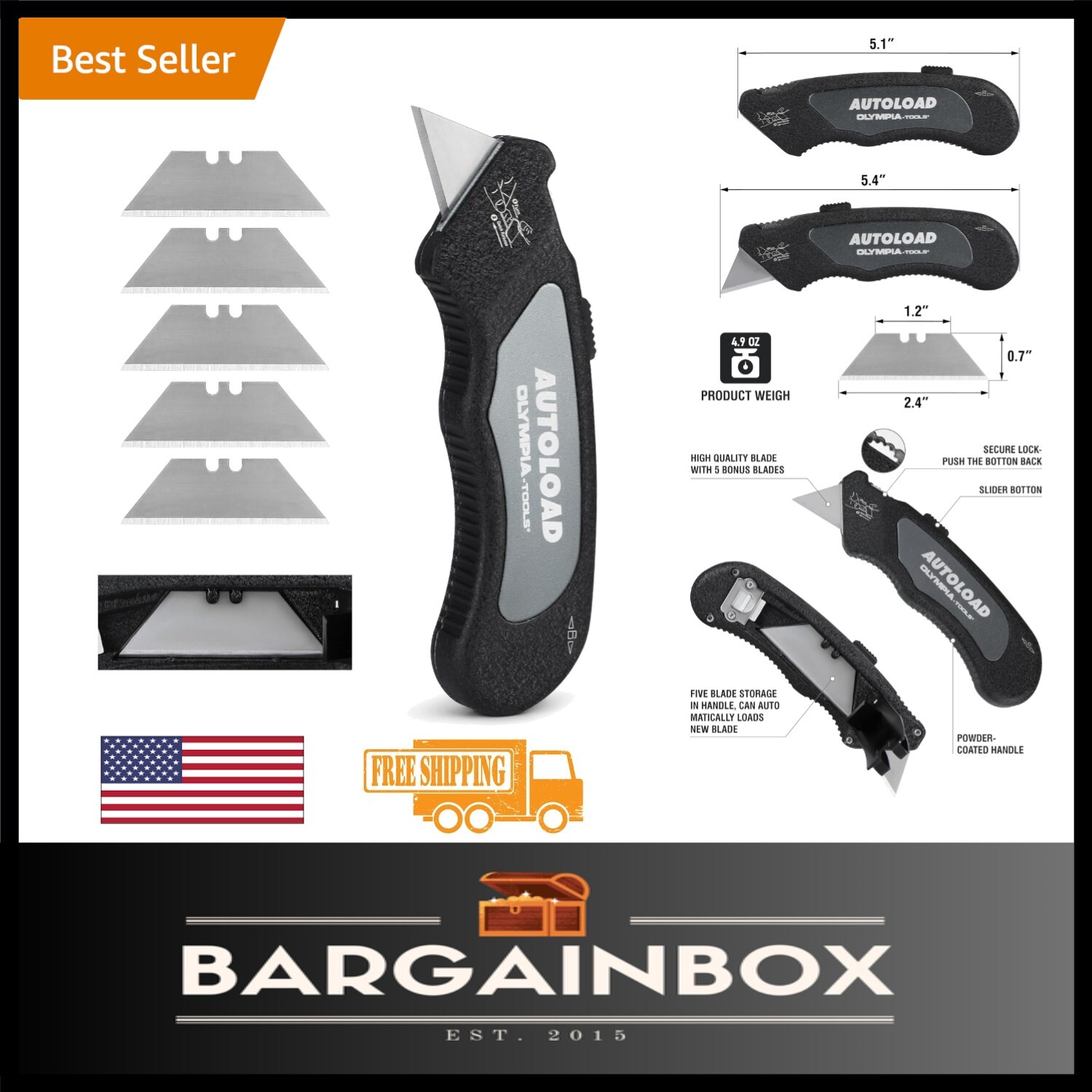 Autoload's Turboknife - Quality High Carbon Steel Knife with Easy Blade Storage