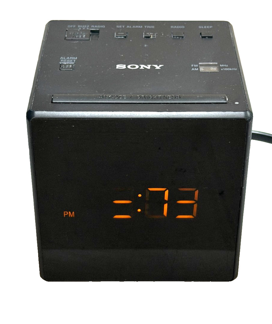⏰ Sony ICF-C1 Desktop Alarm Clock AM FM Radio Black Sony Works. VIDEO! ⏰