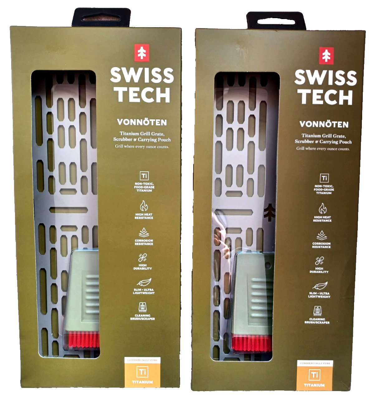 2 PACK Swiss Tech Titanium BBQ Grill Grate Kit with Cleaning Brush (BRAND NEW)