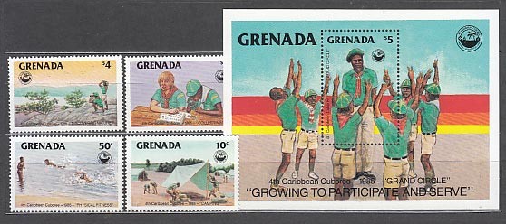 Grenada - Mail 1985 Yvert 1265/8+H.137 ** Mnh