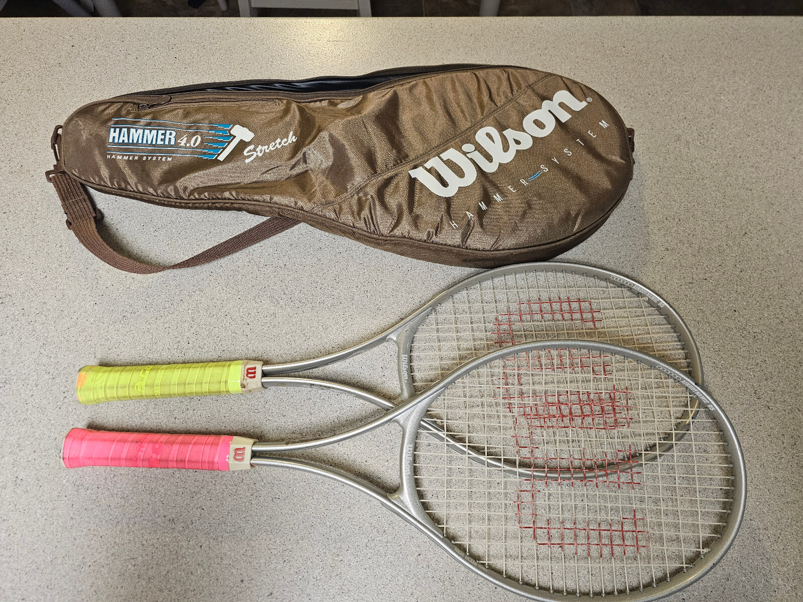 2X Wilson Hammer 4.0 AERODYNAMIC 95 Tennis Racquets  4 3/8 & 4 1/2  Grips. NEON