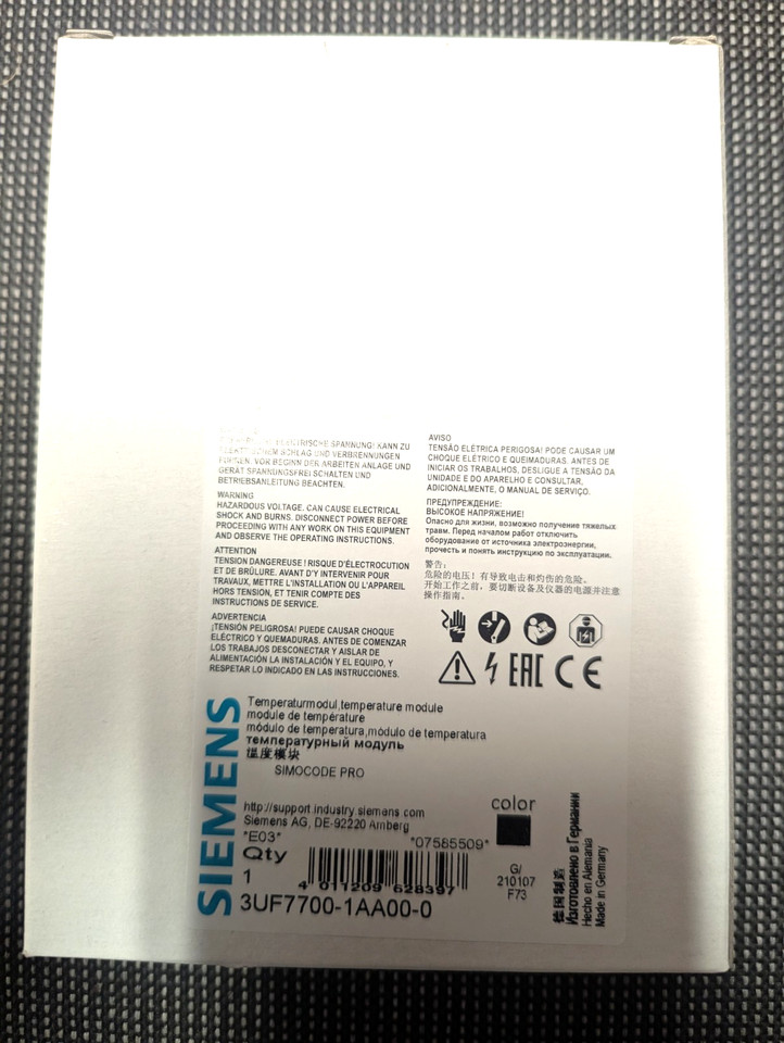 3UF7700-1AA00-0: Brand-new Original Siemens Temperature Module