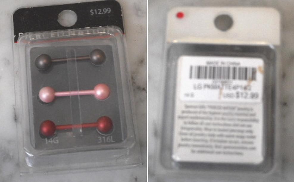 Spencers Pierced Nation Barbell Piercing Brown Pink Redr 3 Pack 14G 316L New