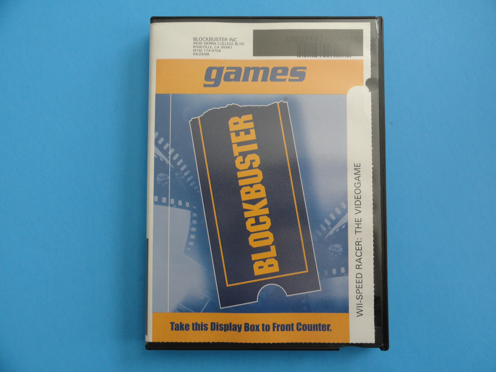 NINTENDO WII SPEED RACER: THE VIDEO GAME BLOCKBUSTER VIDEO RENTAL CASE - NO GAME