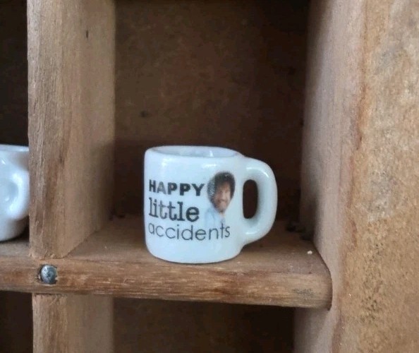 miniature coffee cup 1:12 scale - Ceramic Bob Ross