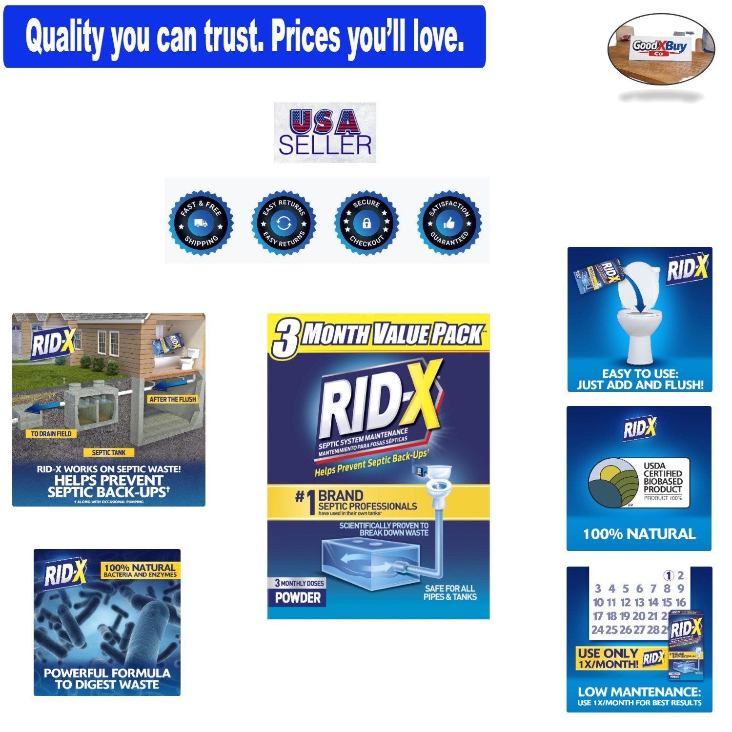 Septic Treatment 3  Supply Powder 29.4oz Natural Enzymes Bacteria