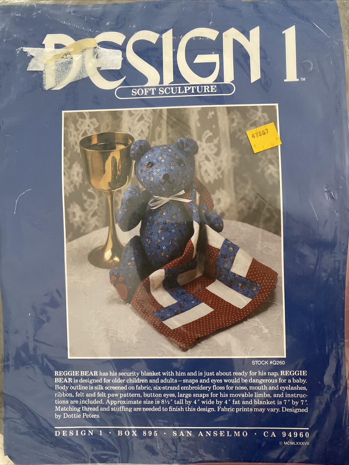 Sewing Kit Design 1 Reggie Bear Goo Quilt Security Blanket Craft