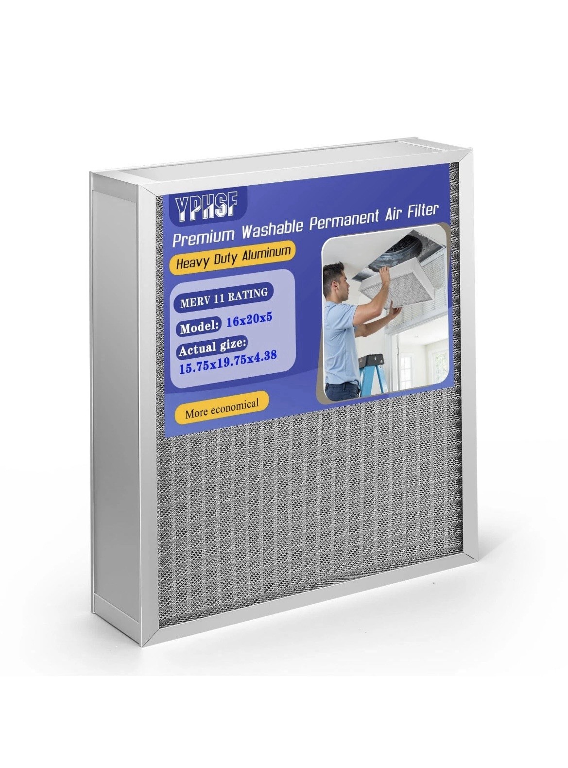 Upgraded 16x25x5 Reusable AC Furnace Filter Washable MERV11, Electrostatic HVAC