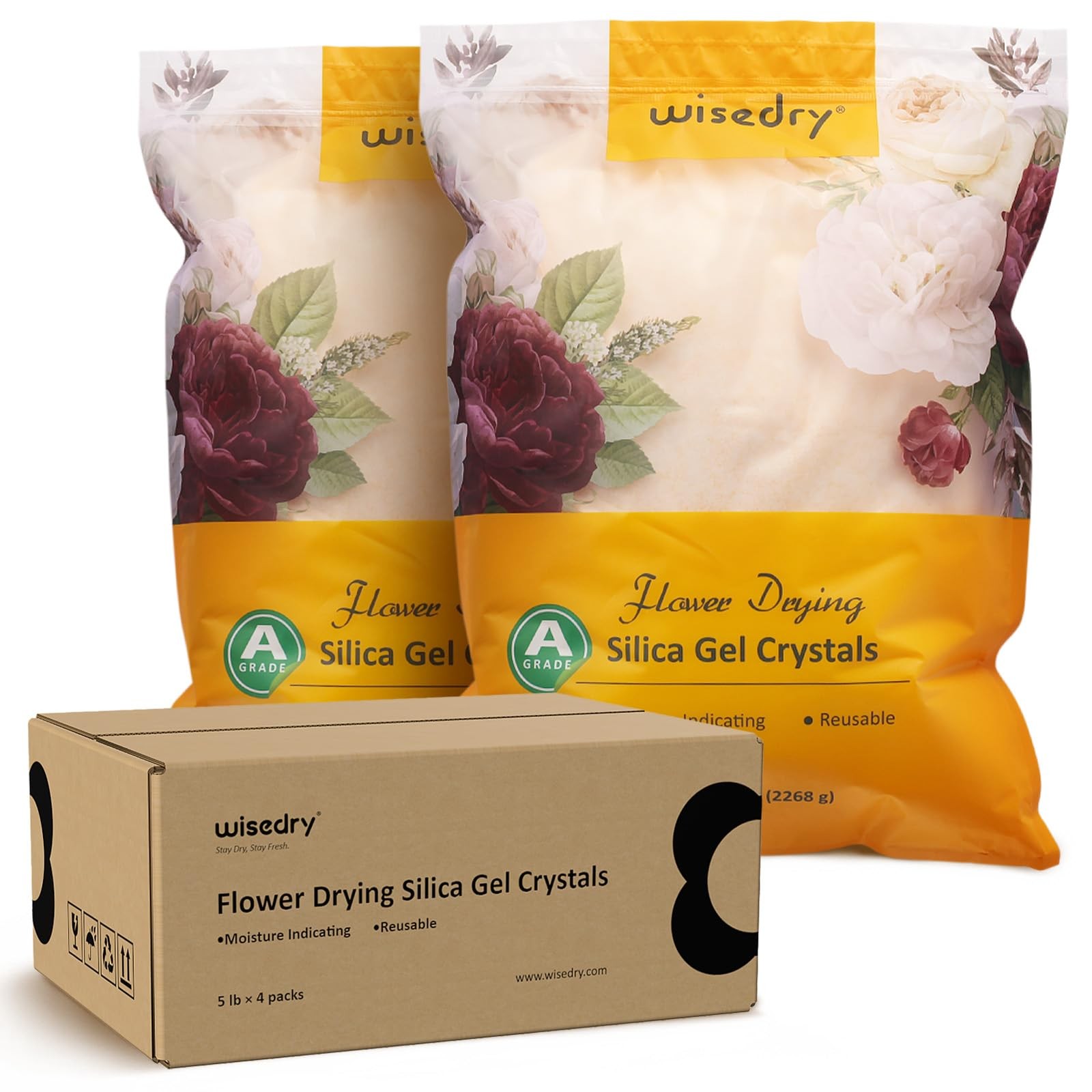 Silica Gel Flower Drying Crystals 20 LBS 4 Pack 5 1mm wisedry Packs Fine Color