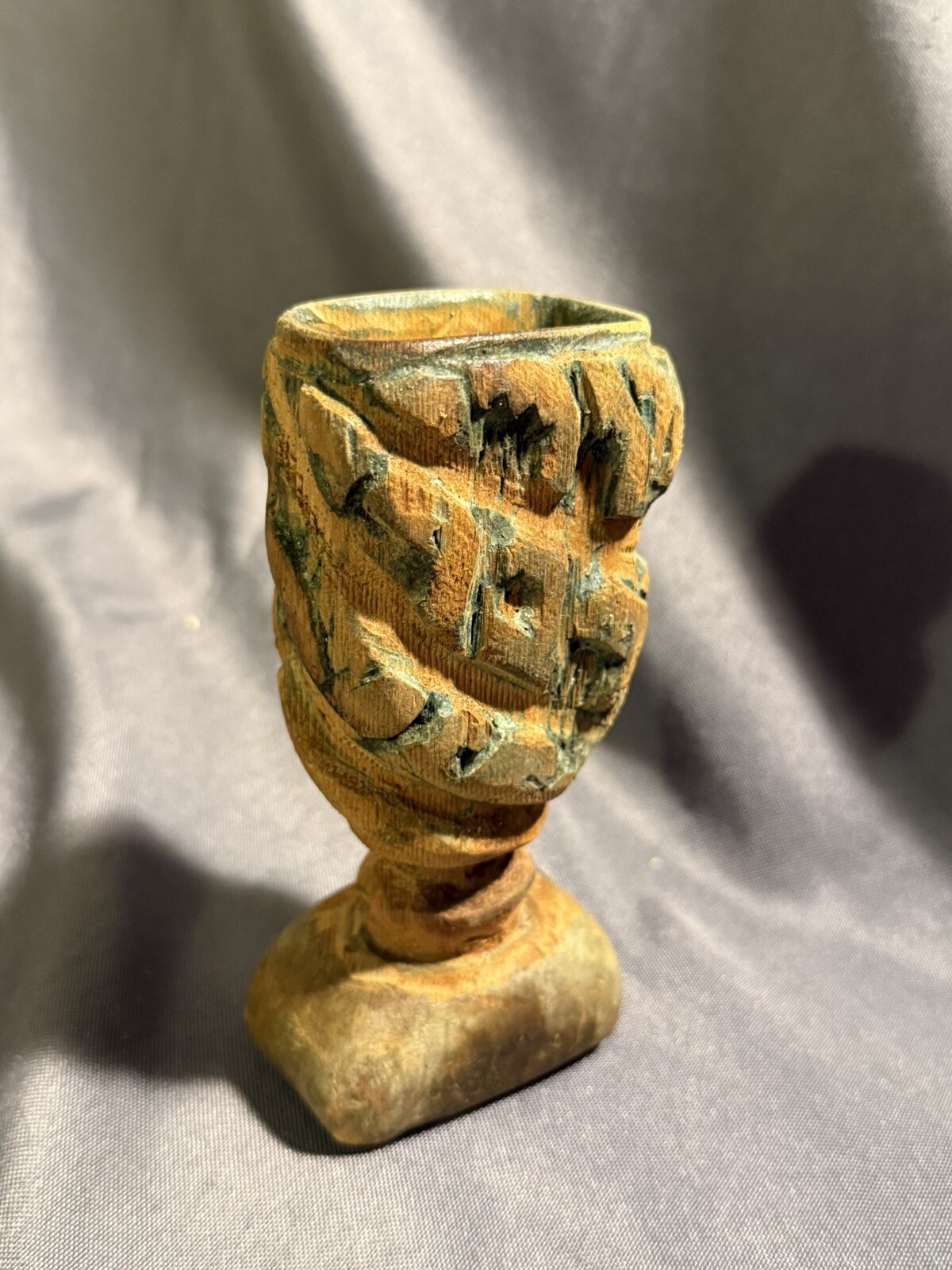 Antique Primitive Folk Art Carved Wooden Treen Cup or Vase