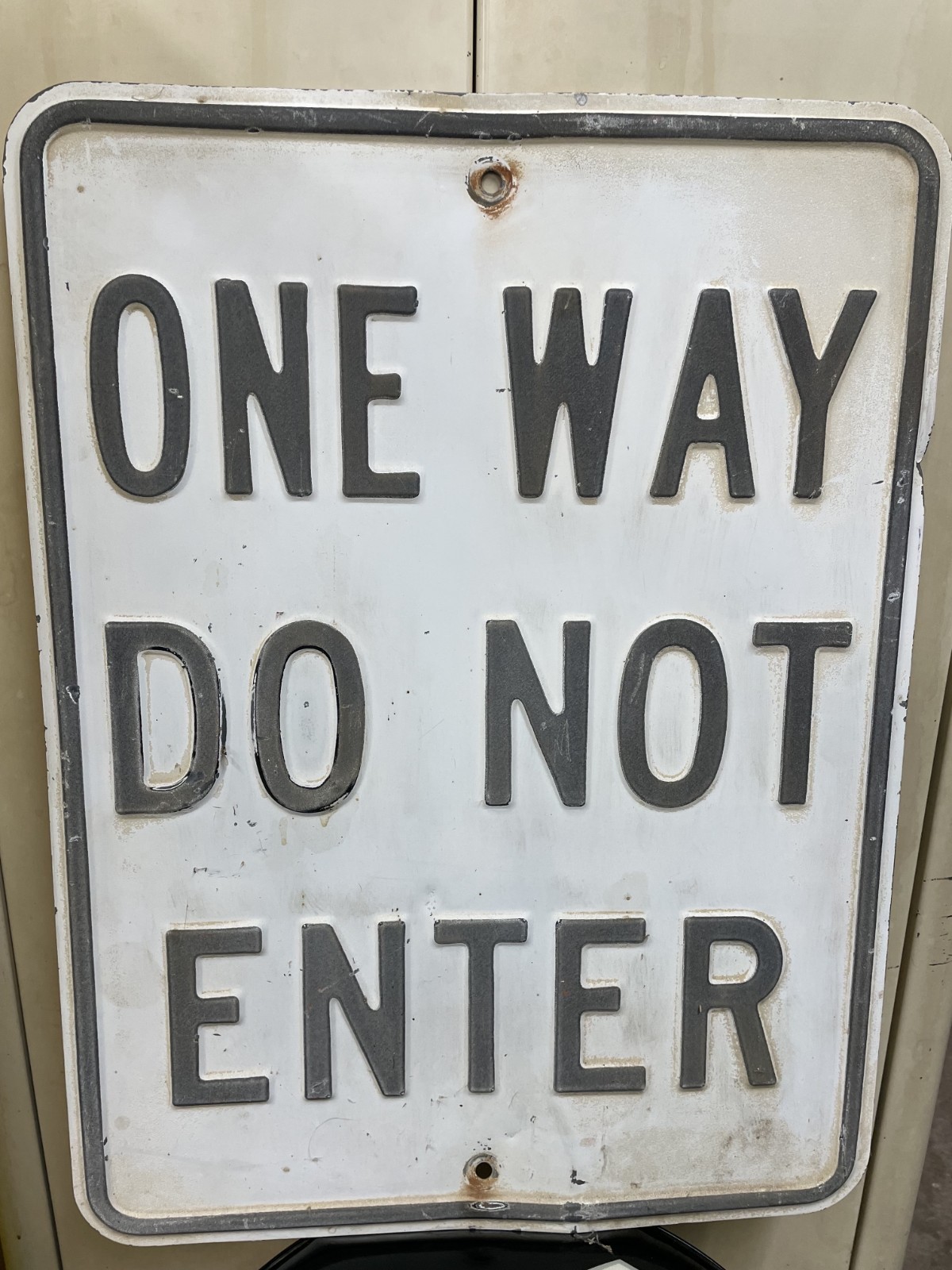 Antique Steel ONE WAY DO NOT ENTER Metal Sign