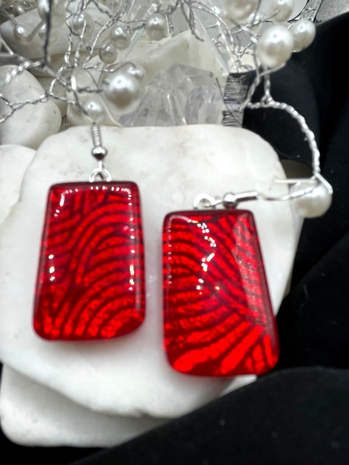 HANDMADE DICHROIC GLASS PENDANT or EARRINGS