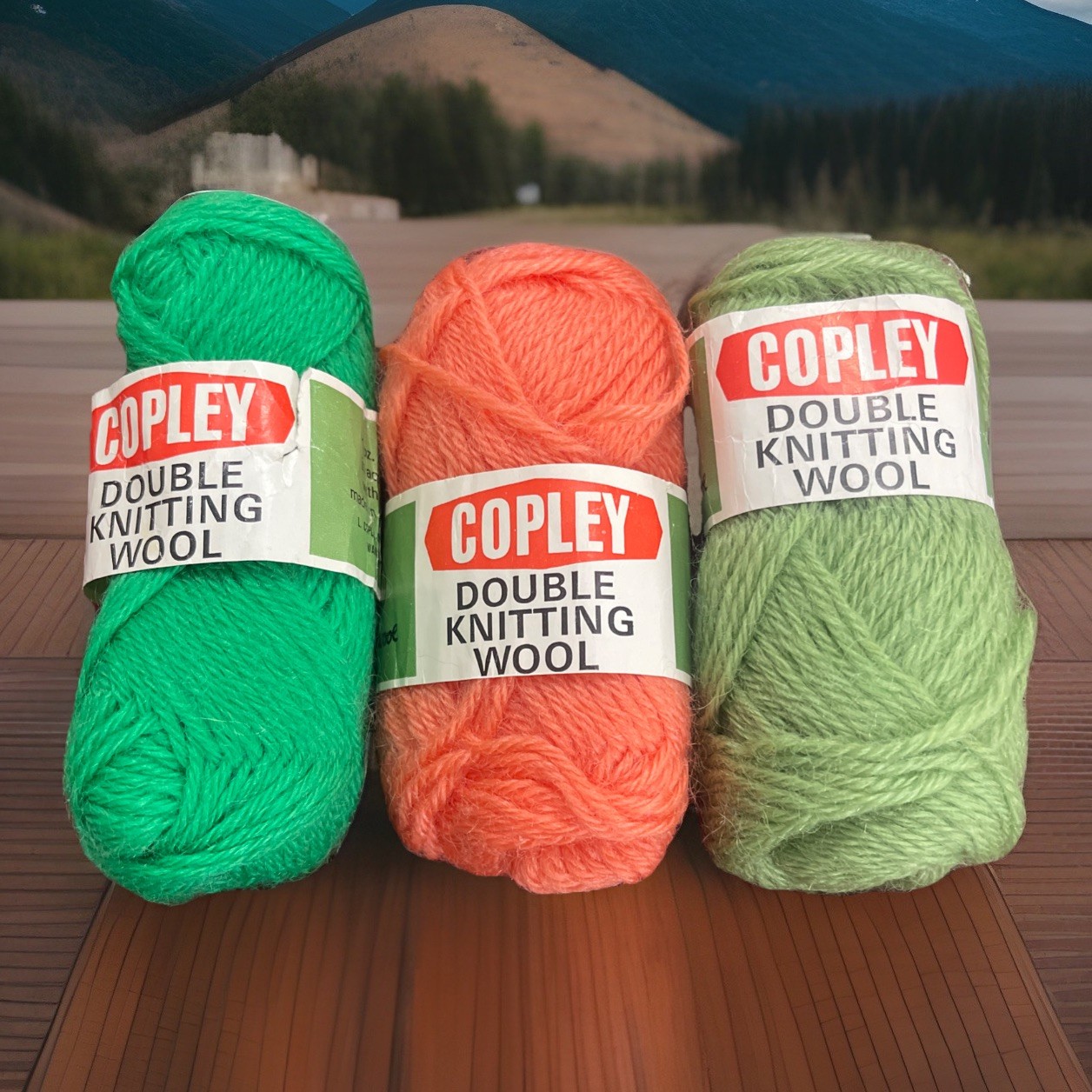 Yarn Vintage COPLEY 3 - 1 Oz Mini Double Knitting Wool Green Shades 177, 113 190