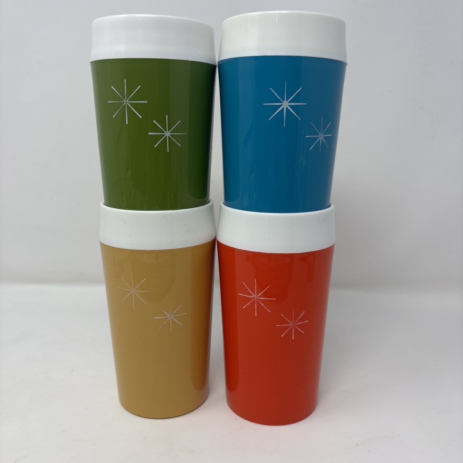 VTG MCM Retro Atomic Starburst Insulated Set Of 4  5.25” Tall READ