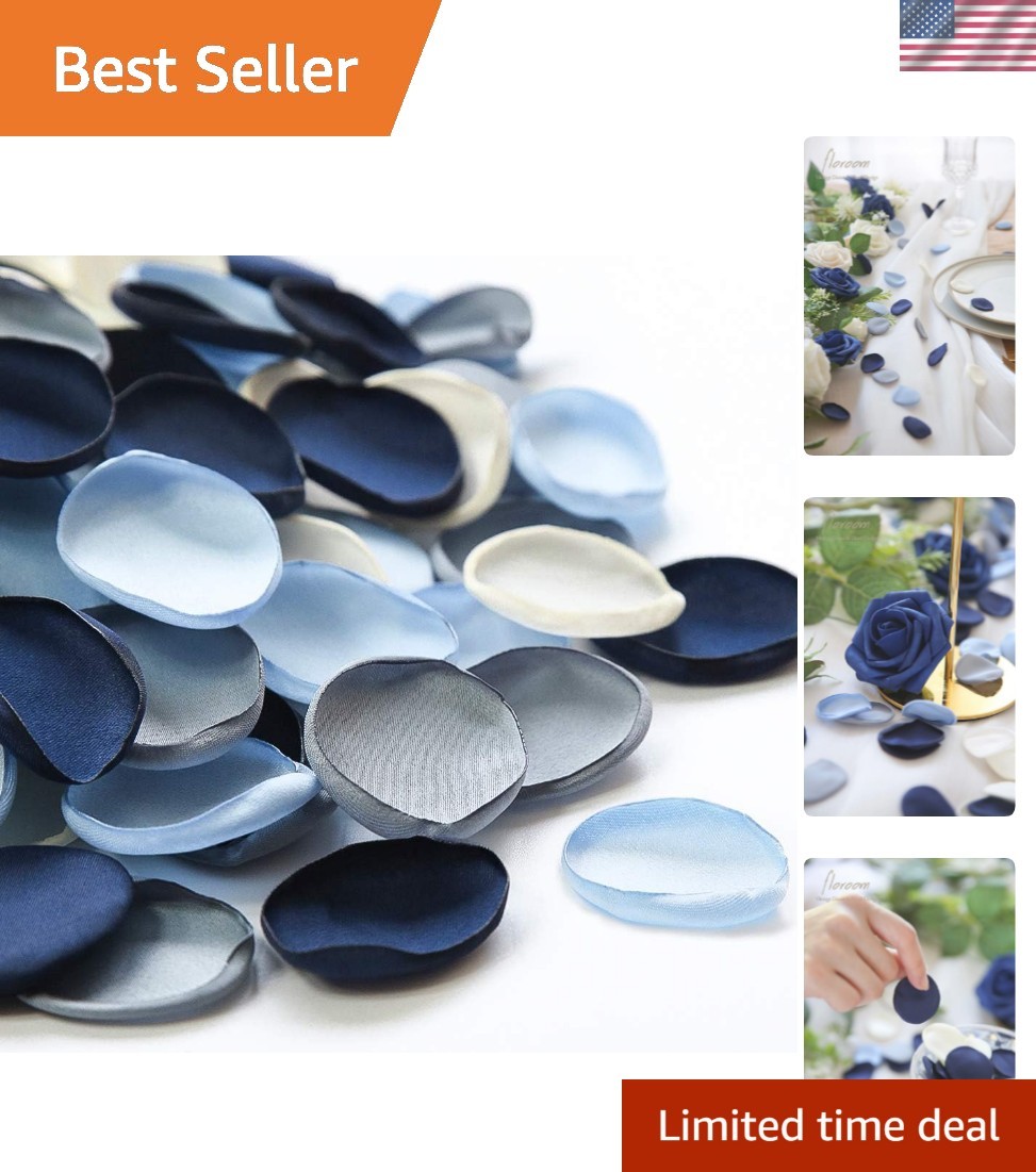300pcs Rose Petals Dusty Blue Navy Faux Silk Flower Petals for Wedding Flower...