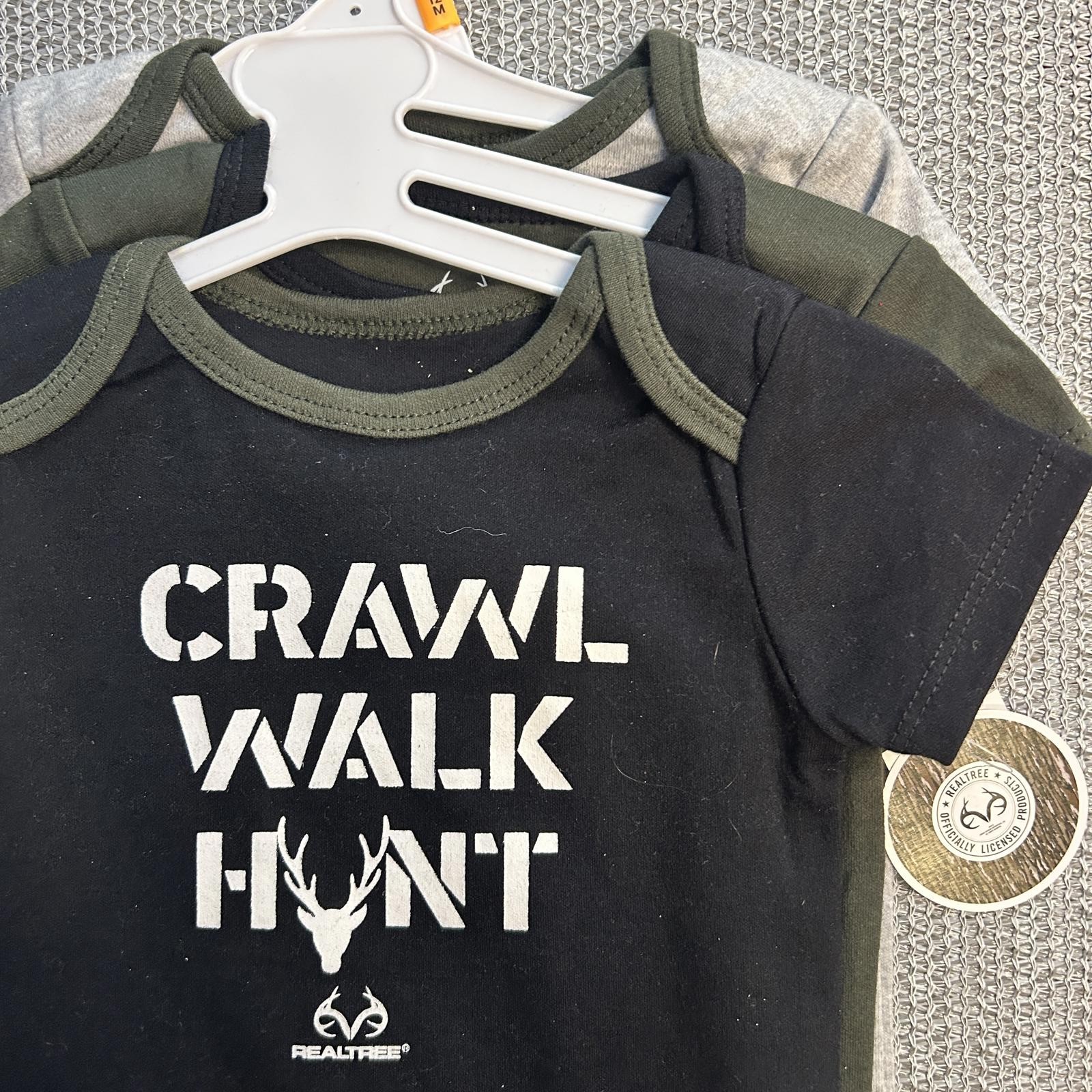Realtree Baby Bodysuits 3-Pack - Crawl Walk Hunt Design