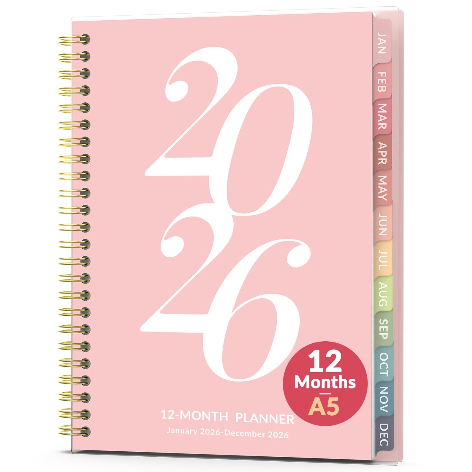 2026 Planner Weekly and Monthly, Jan - Dec 2026, 6.3" x x 8.4", Pink 