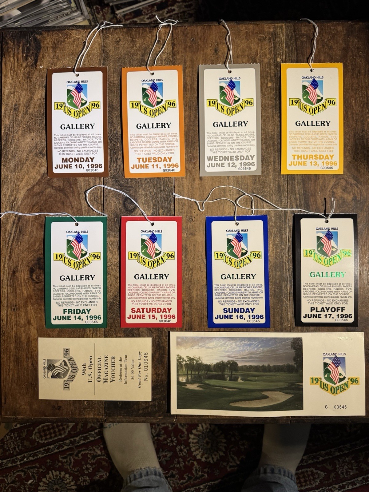 1996 US Open golf tickets Full Week - Unused Oakland Hills.