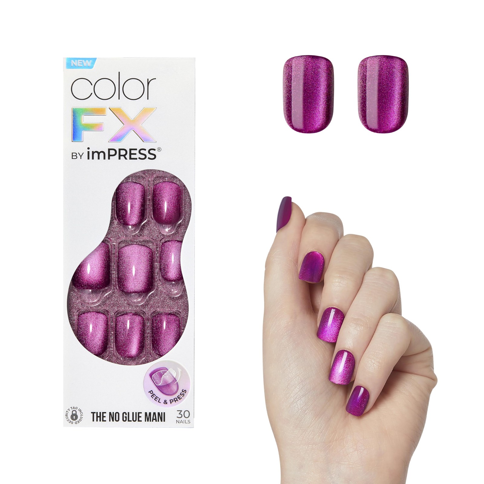 imPRESS No Glue Mani Press On Nails, ColorFX, 'Levels', Pink, Short Size