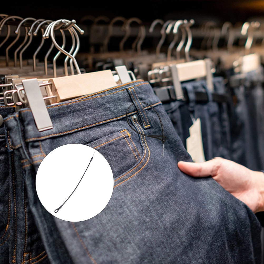 100PCS Anti-theft Lanyards Wire Loop for Loss Prevention Systems Black