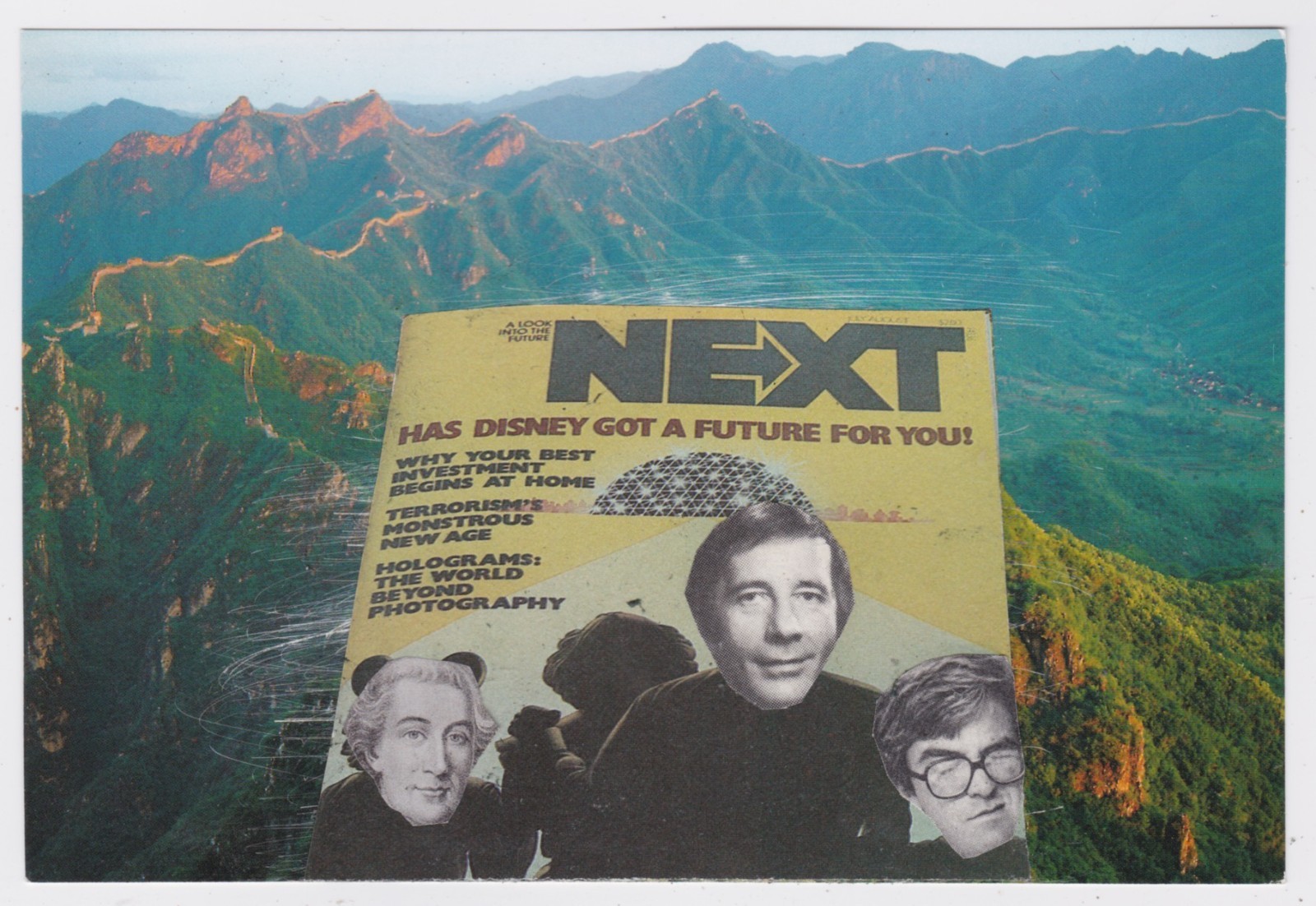 Mail Art David Greenberger "Next Trio" original collaged postcard 2023