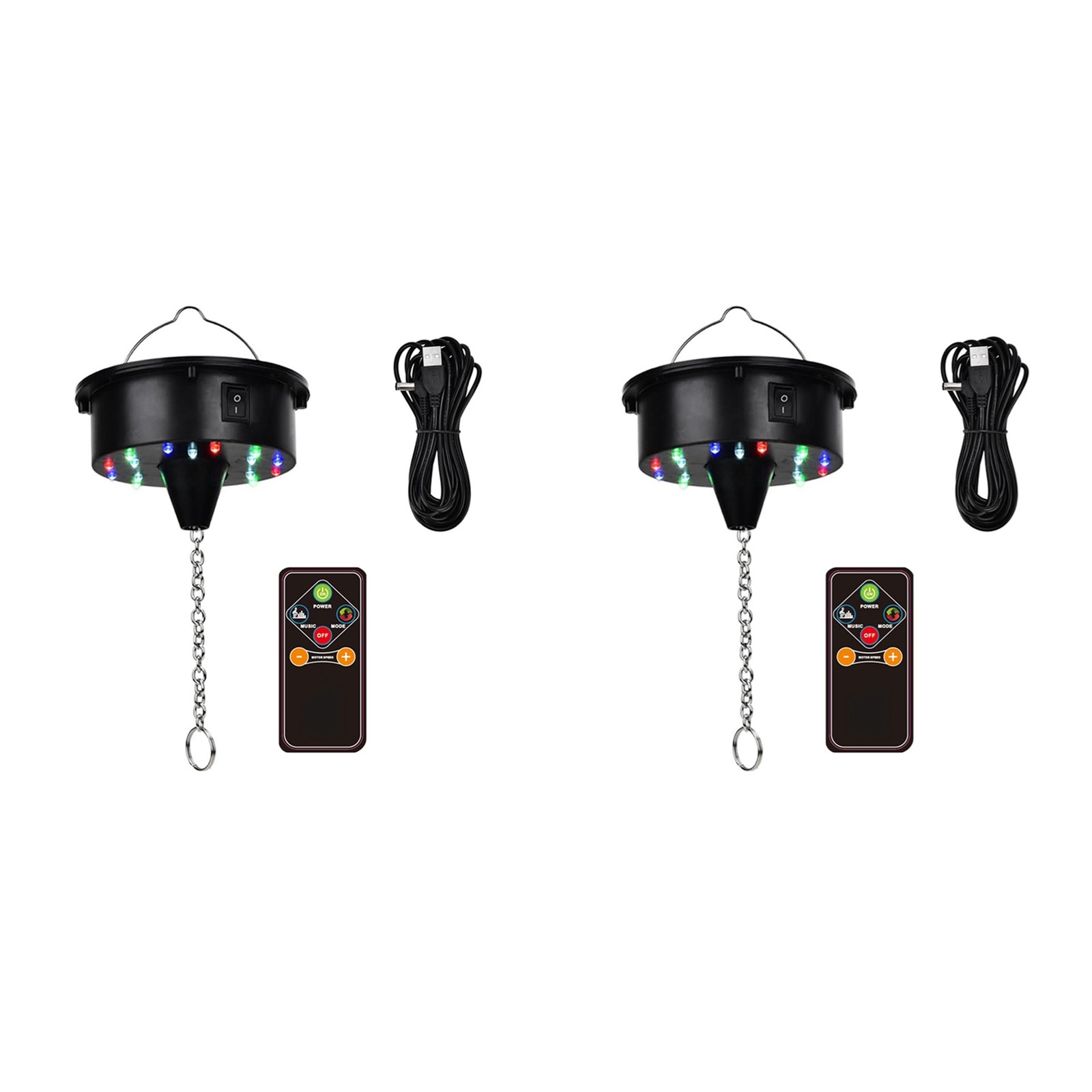 2X Rotating Disco  Motor Lights with Remote,18 LEDs for 12 16 20 24inch  7073