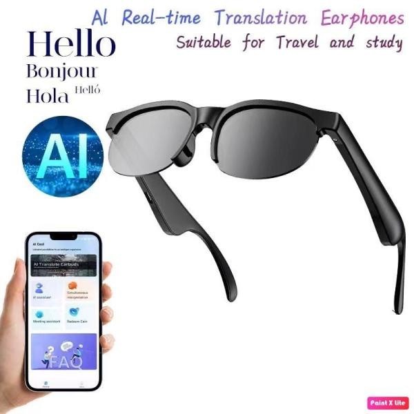 Smart AI Translator Glasses Bluetooth Real-Time Language Translation Headset
