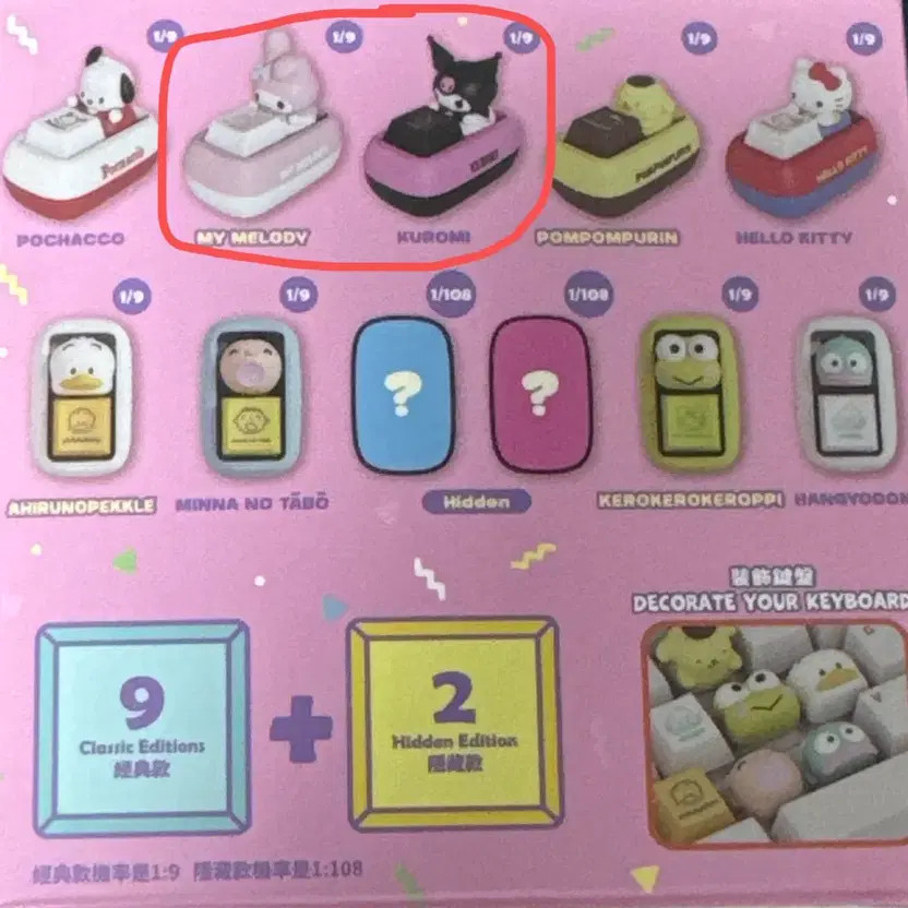 Tinyville Sanrio My Melody Kuromi Keycap Opened