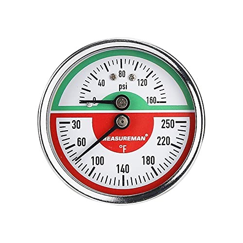  Tridicator, Thermo-Manometer Pressure Gauge, 2-1/2", 0 Back Mount-Dry