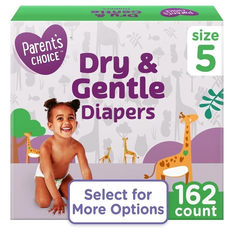 Parent's Choice Dry & Gentle Diapers Size 5, 162 Count Same Day Shipping