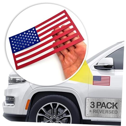 Premium American Flag Magnets for Trucks and Cars (3 Pack) + Bonus Red & Blue