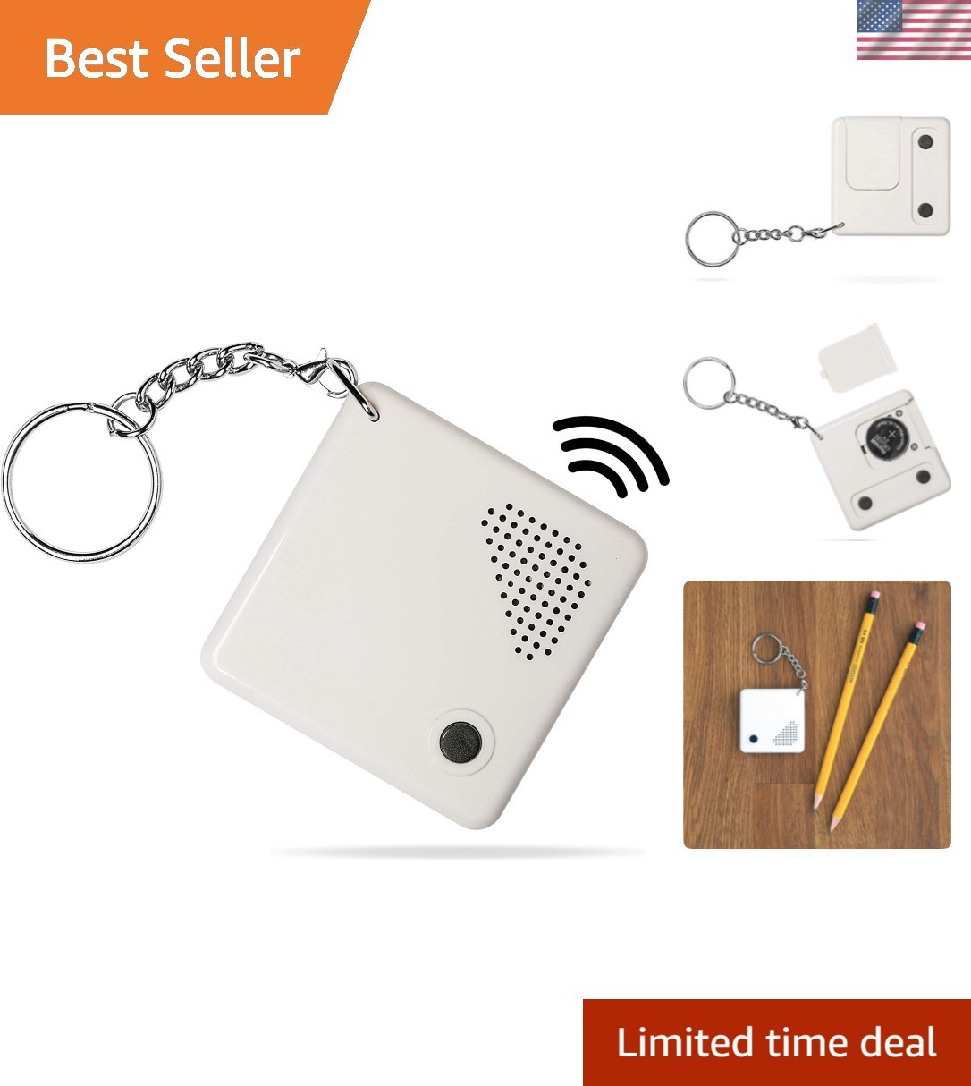 Talking Clock Keychain for Blind - Clear North American English Voice, time a...