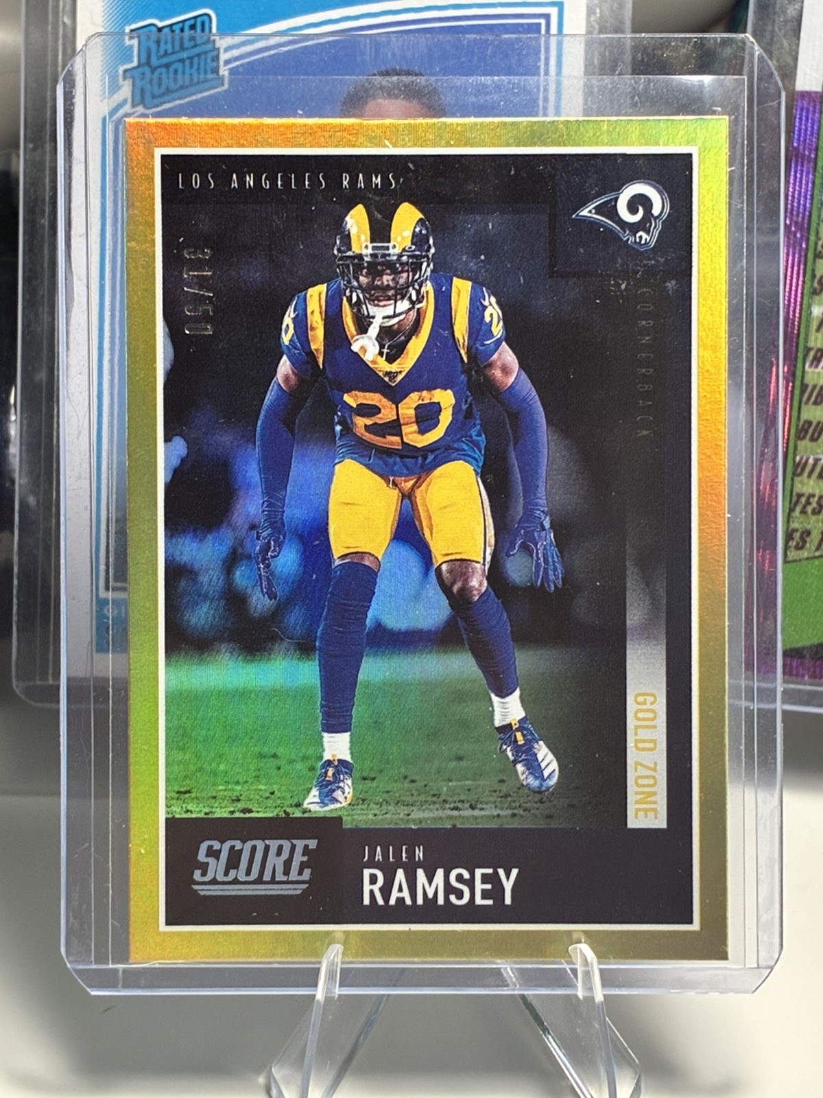 JALEN RAMSEY PANINI 2020 SCORE #304 GOLD ZONE NFL 31 /50 LOS ANGELES RAMS 