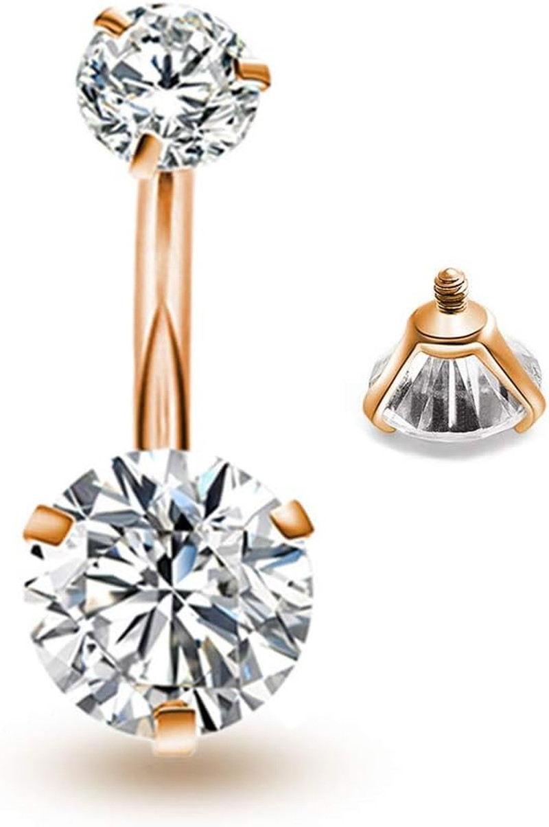Belly Button Rings round Cubic Zirconia Navel Barbell Stud Body Piercing