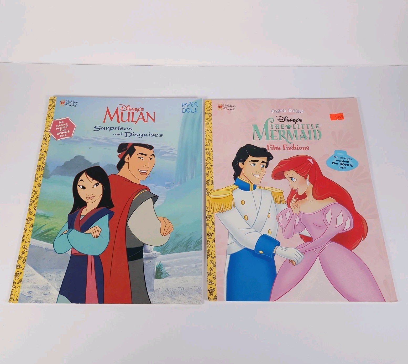 Vintage Disney The Little Mermaid & Mulan  Paper Doll Books Unused Golden Book