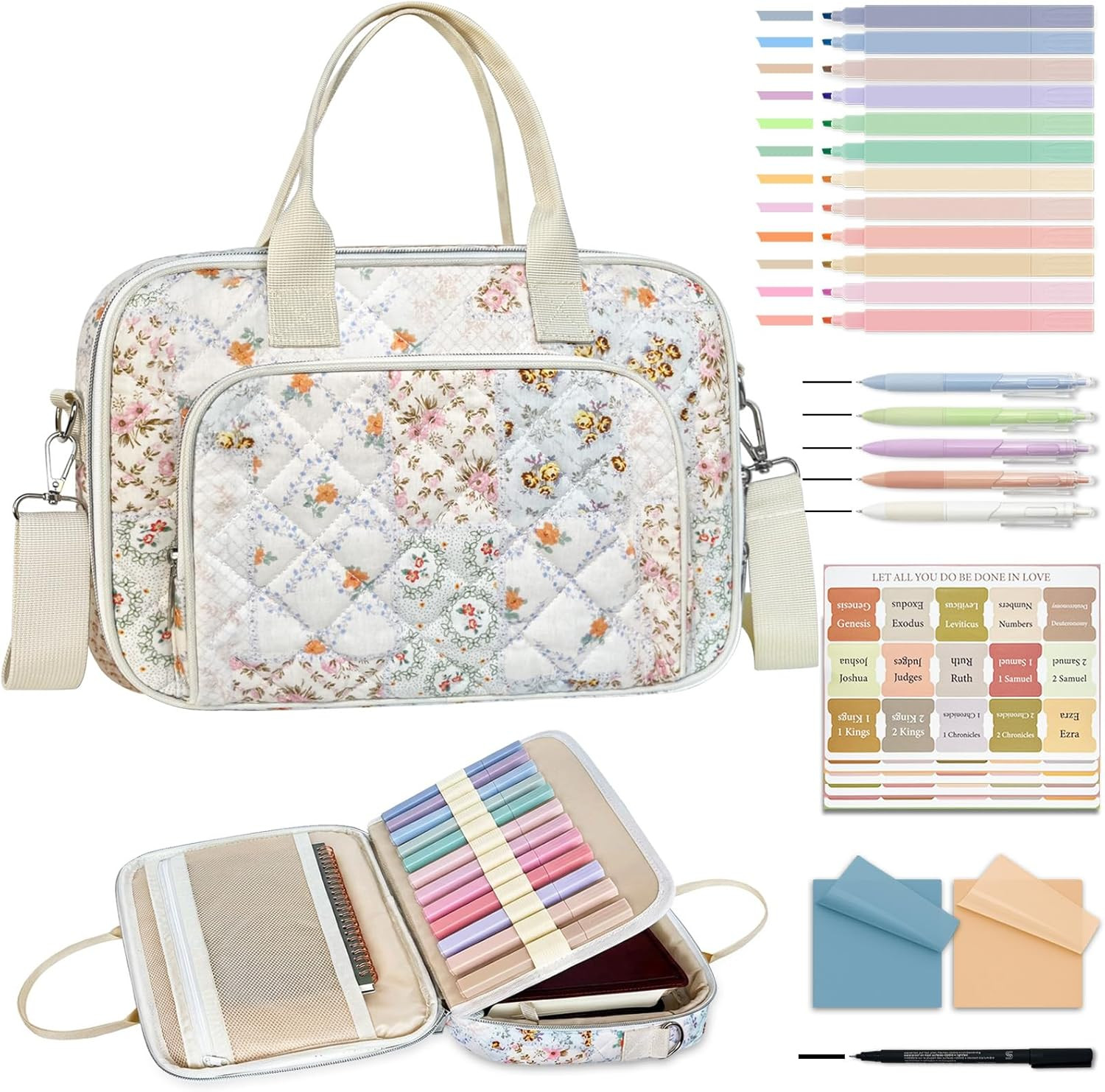 Bible Cover Case with Study Supplies and Journaling Kit for All Ages