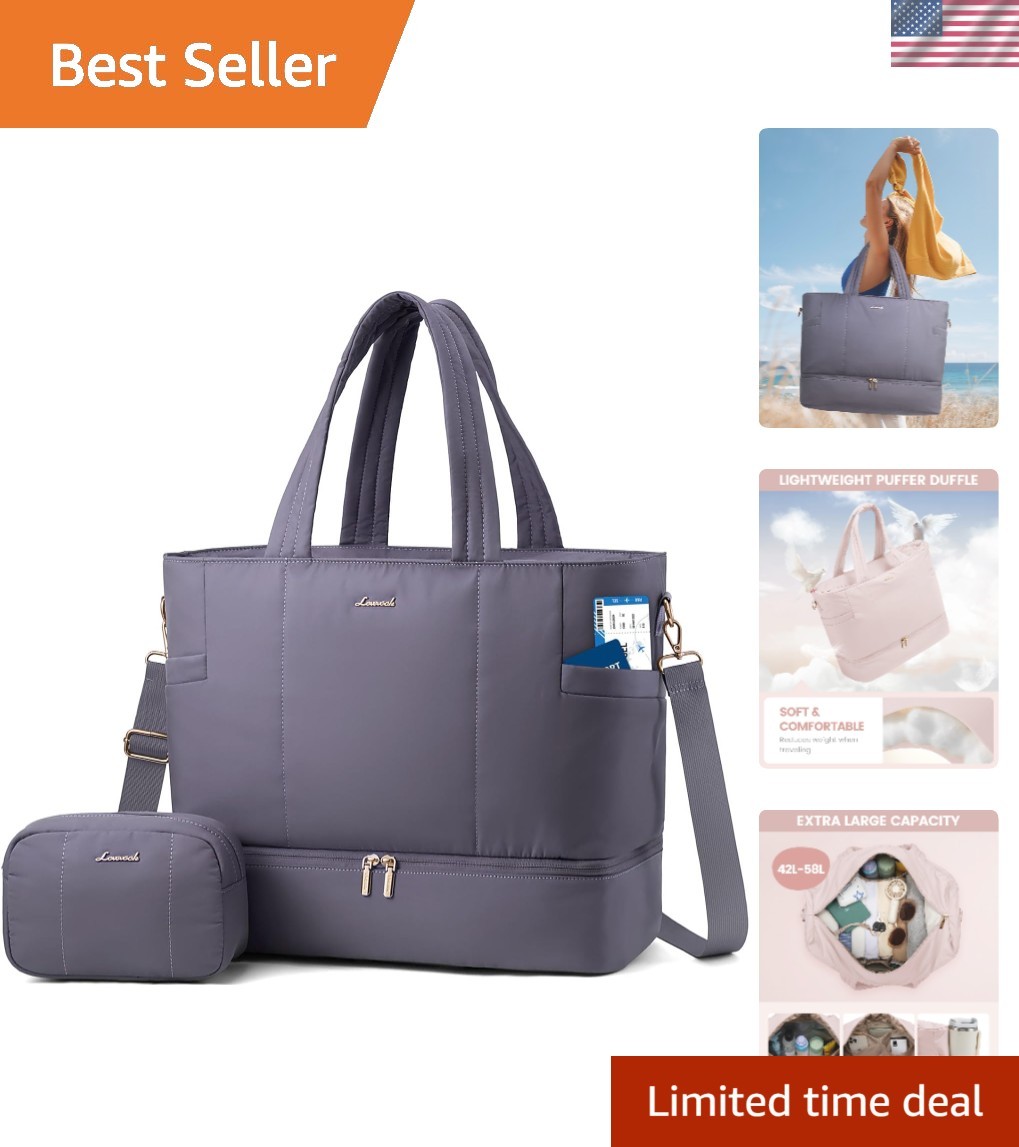 Travel Duffle Bag, Puffer Weekender Bags for Women with Shoe Compartment, Car...