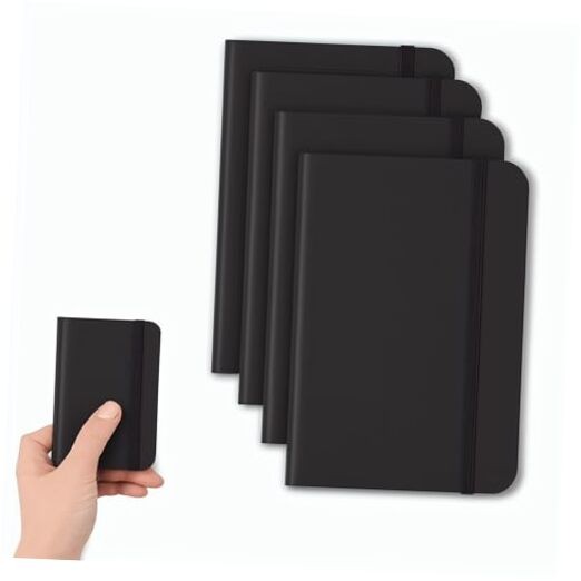 Pocket Notebook Small Notebook, 3" x 4.4" Journal Notebook Black 4 Pack
