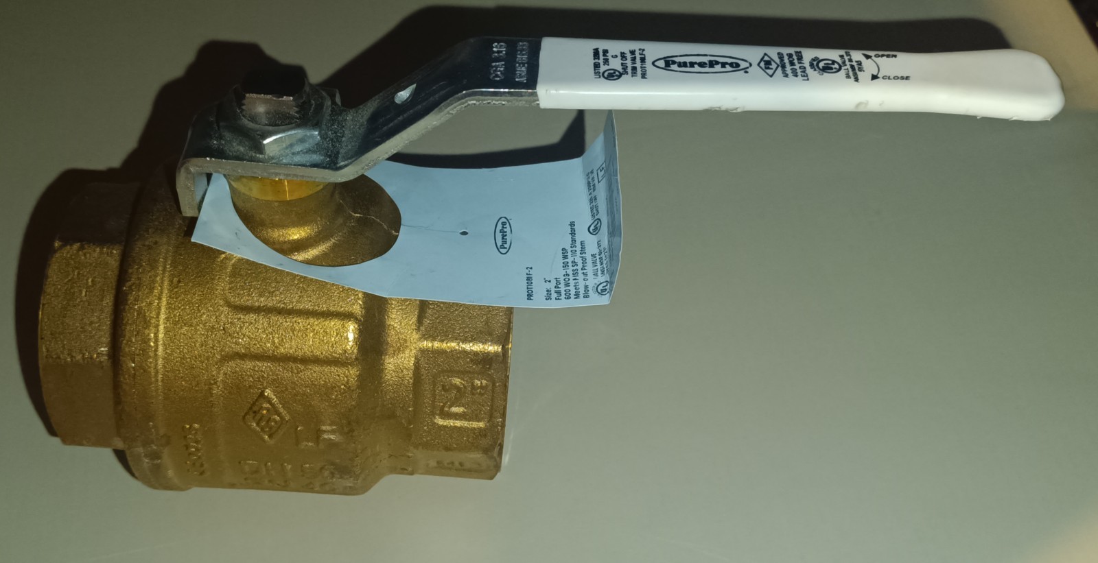 PurePro  2" Inch Full Port Female Brass Ball Valve Threaded