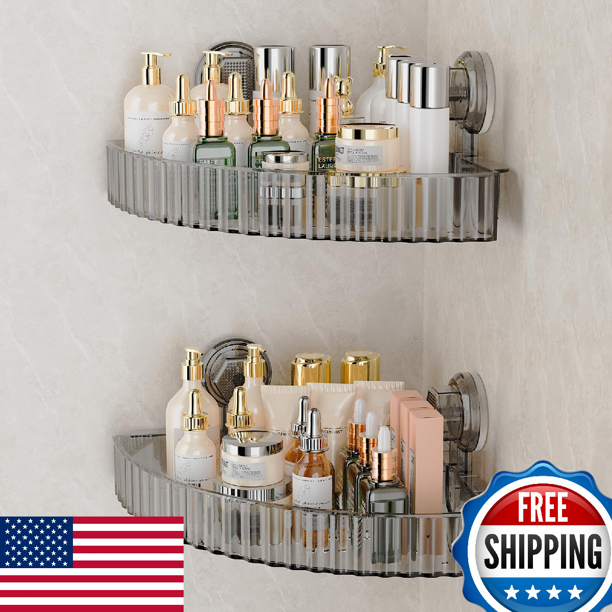 Ankoox Corner Shower Caddy Suction Cup Organizer - Removable, No Drill, 30lb Cap